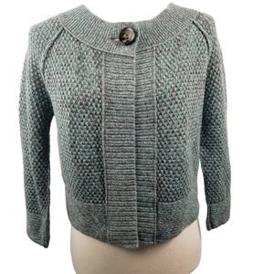Nomadic Traders Green Brown Ramie Cotten Sweater Crop Cardigan Excellent! Size M